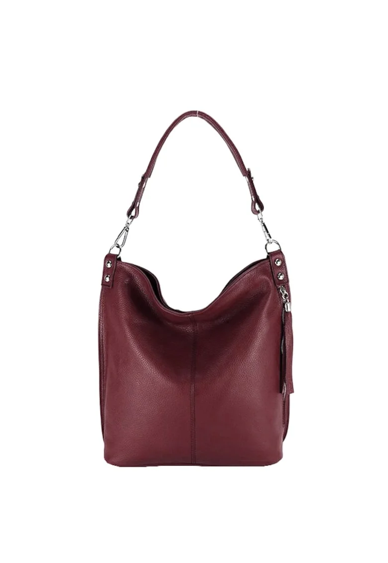 Geanta din piele naturala taupe Suzana 123 Maro taupe - Visiniu - 40x32x14