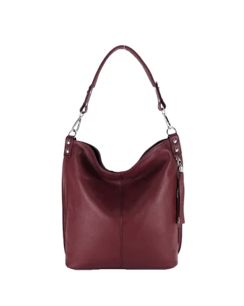 Geanta din piele naturala taupe Suzana 123 Maro taupe - Visiniu - 40x32x14