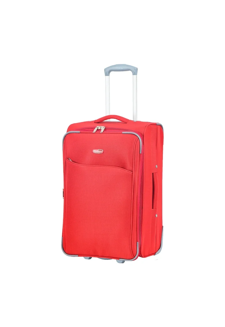Troler mediu extensibil  SW233 - 62x39.5x22.5 cm - +30% capacitate - bagaj de cala - poliester - 2 roti - rosu