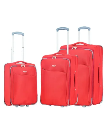 Set trolere extensibile  SW233 - 1 bagaj de cabina si 2 de cala - poliester - 2 roti - rosu