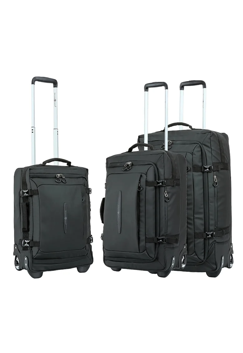 Set trolere  SW42503 - 1 bagaj de cabina si 2 de cala - 36L/57L/78L - 2 roti - poliester impermeabil - negru