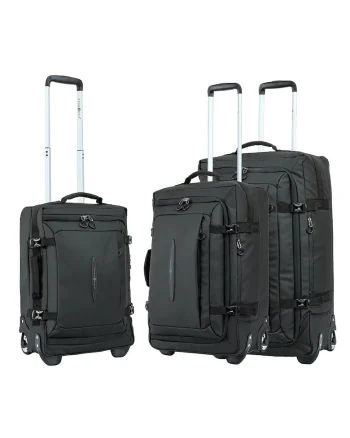 Set trolere  SW42503 - 1 bagaj de cabina si 2 de cala - 36L/57L/78L - 2 roti - poliester impermeabil - negru