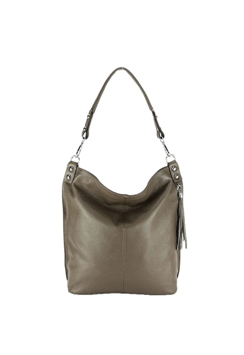 Geanta din piele naturala taupe Suzana 123 Maro taupe - Maro taupe - 40x32x14