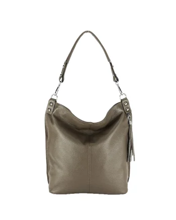 Geanta din piele naturala taupe Suzana 123 Maro taupe - Maro taupe - 40x32x14