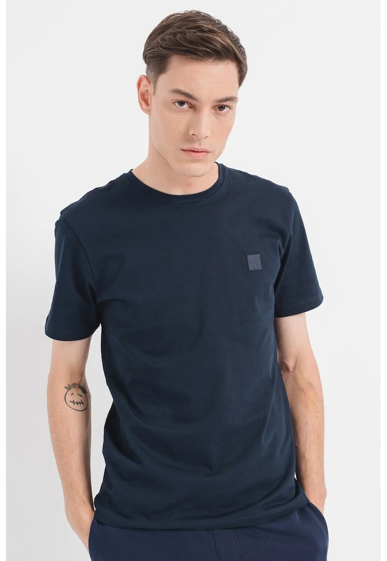 Tricou din bumbac cu aplicatie logo Tales - Bleumarin