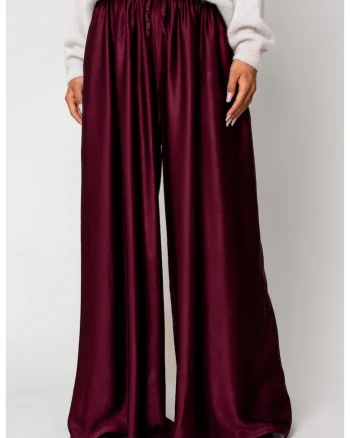 Pantaloni lung din mix de matase Burgundy 18067 - Visiniu