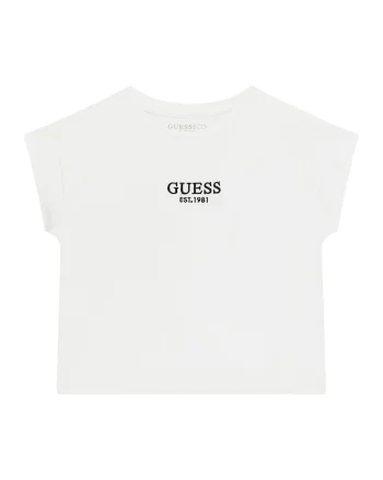 Tricou cu decolteu la baza gatului si logo - Negru/Alb optic