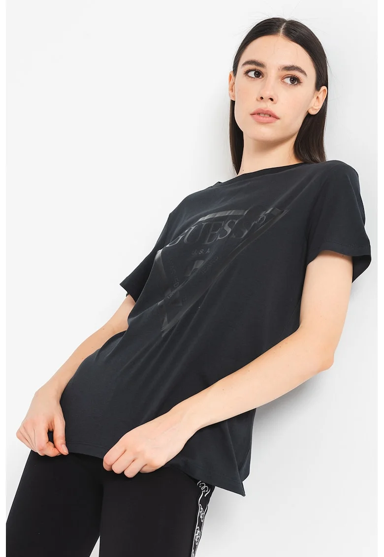 Tricou de bumbac cu imprimeu logo - Gri antracit