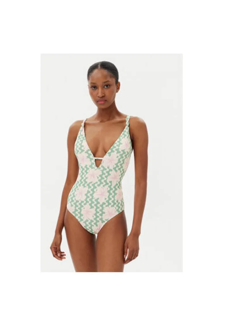 Costum de baie dama  ERJX103713 - Nylon/Elastan - Bej/Verde - Verde/Bej