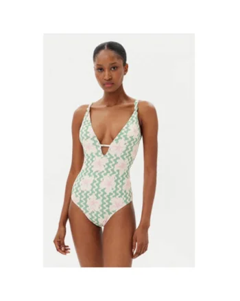 Costum de baie dama  ERJX103713 - Nylon/Elastan - Bej/Verde - Verde/Bej