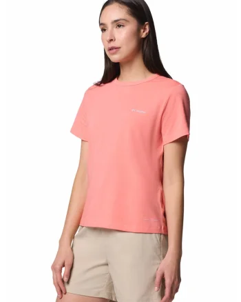 Tricou din amestec de bumbac pentru trekking Sun Trek - Roz somon