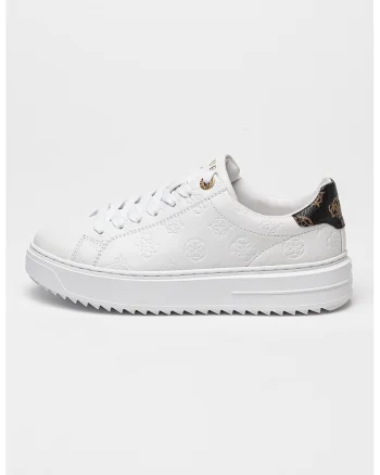 Pantofi sport de piele ecologica cu logo - Alb
