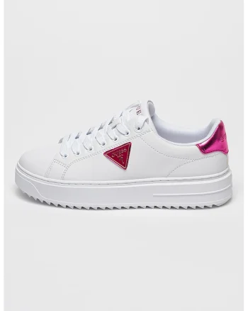 Pantofi sport de piele cu logo - Fucsia/Alb optic