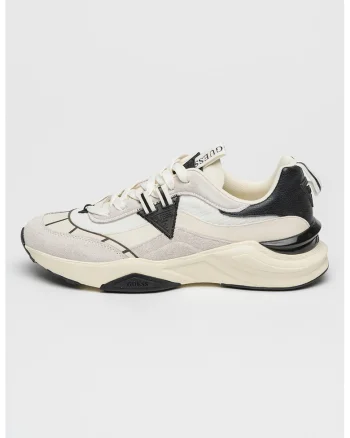 Pantofi sport cu insertii din piele intoarsa - Alb/Negru/Gri