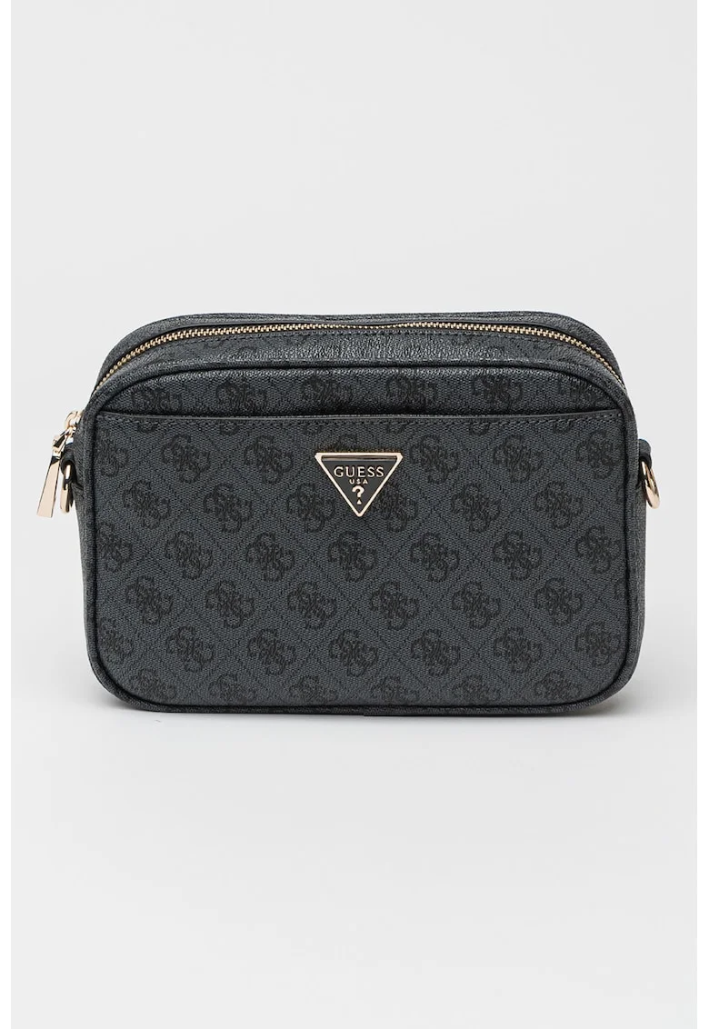 Geanta crossbody din piele ecologica cu model logo Meridian - Negru stins