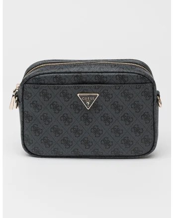 Geanta crossbody din piele ecologica cu model logo Meridian - Negru stins