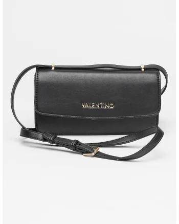 Geanta crossbody de piele ecologica cu logo metalic - Negru