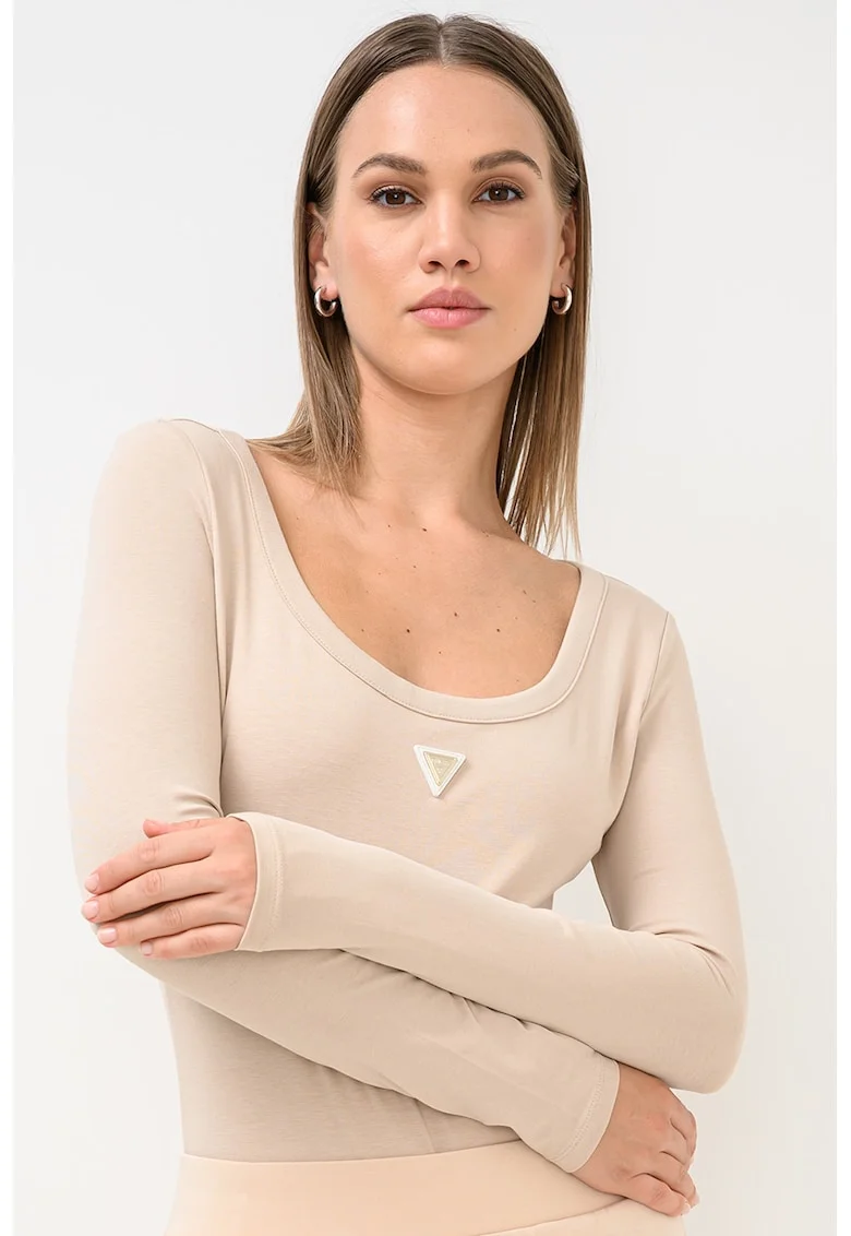 Body cu maneci lungi pentru fitness - Maro taupe deschis