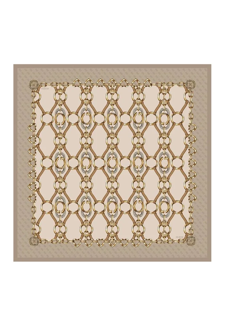 Esarfa patrata cu model - Maro taupe