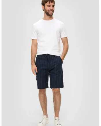 Pantaloni scurti din amestec de in cu talie cu snur