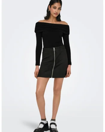 Bluza cu decolteu pe umeri - Negru