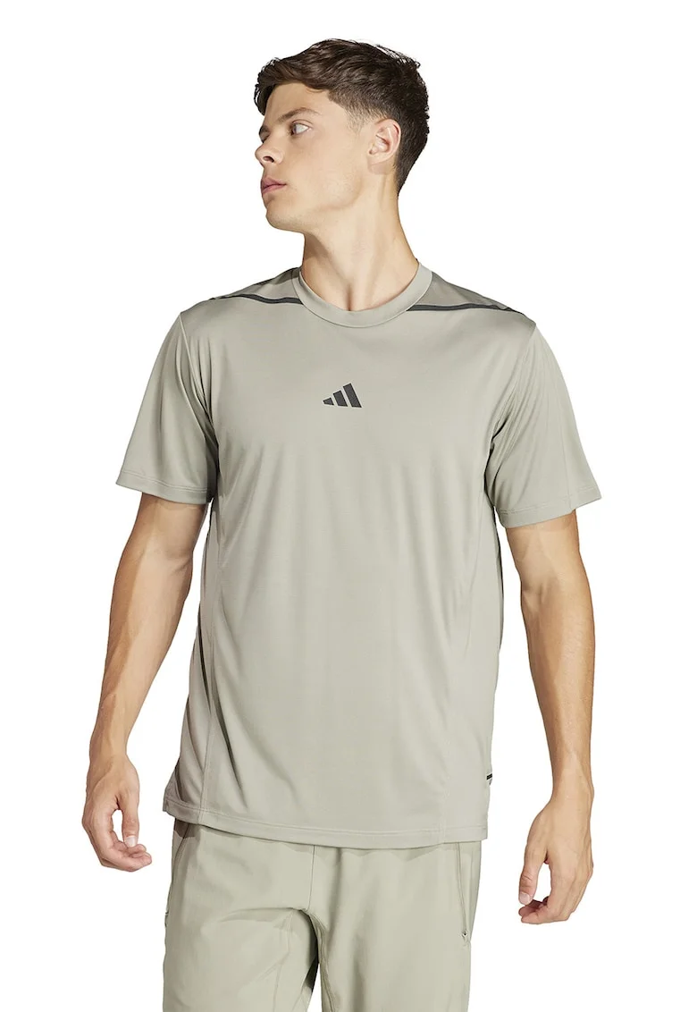 Tricou slim fit pentru fitness - Kaki