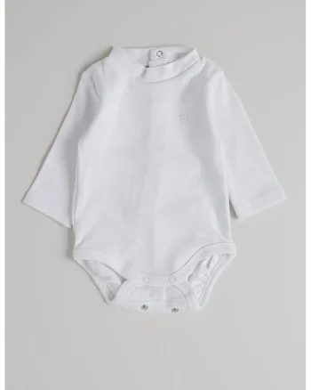 Body din bumbac cu model uni - Alb