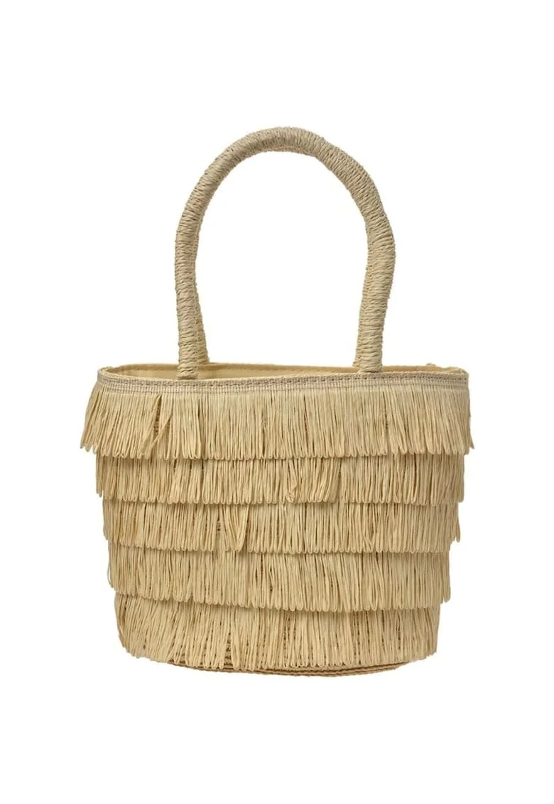 Geanta de mana  Juleeze - bej - 24x16x10cm - din poliester - cu franjuri