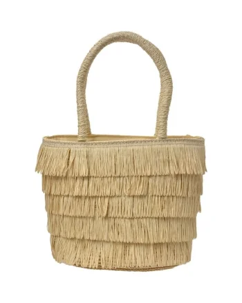 Geanta de mana  Juleeze - bej - 24x16x10cm - din poliester - cu franjuri