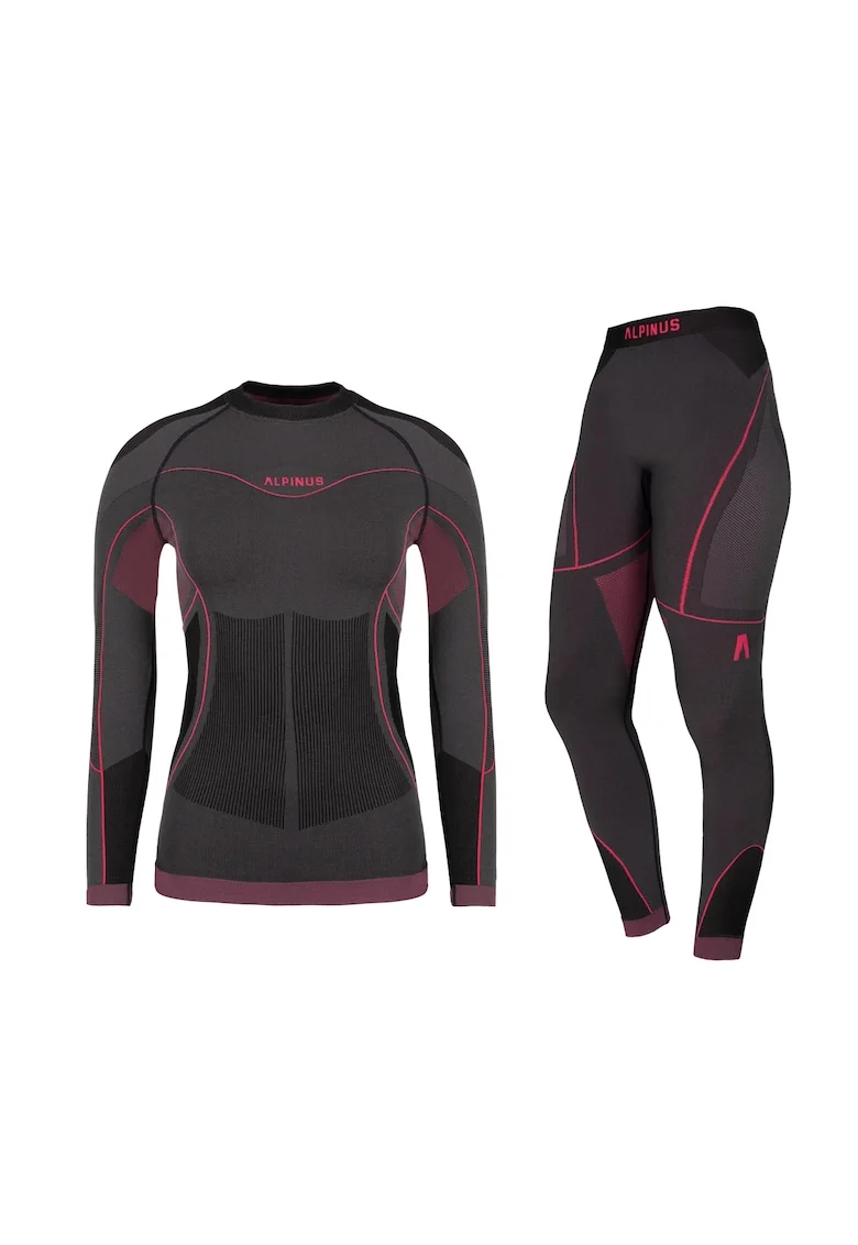 Lenjerie termoactiva dama -  S - grafit cu roz - tehnologie fara cusaturi - Gri/Roz