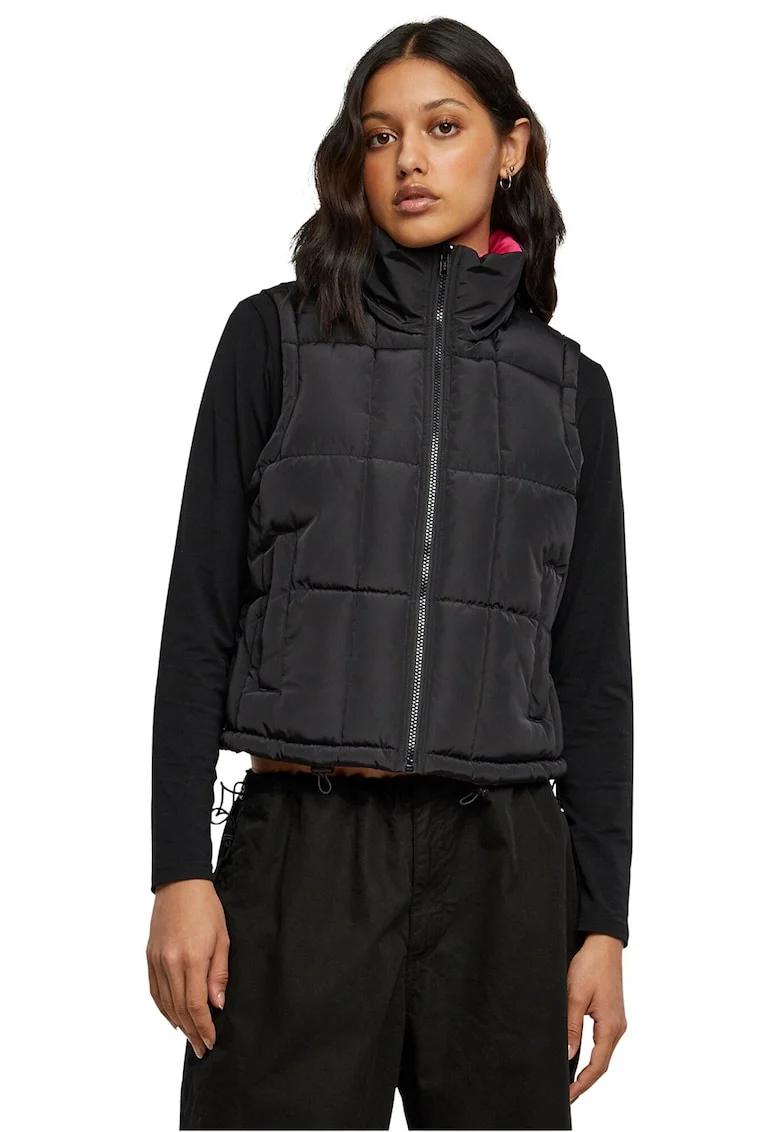 Vesta reversibila cu guler inalt - Negru/Fucsia