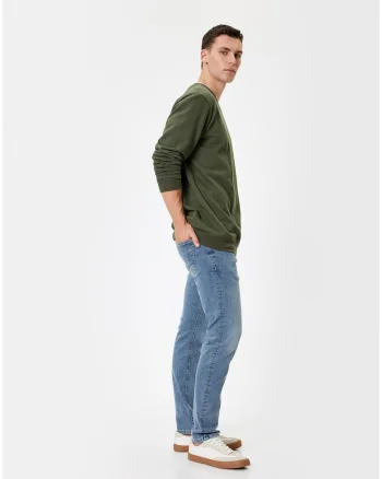 Blugi slim fit cu 5 buzunare Brad - Albastru indigo