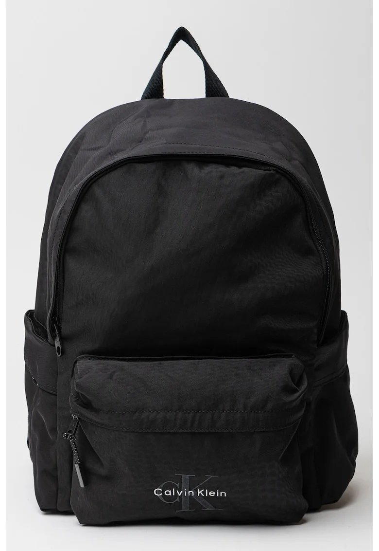 Rucsac din material textil cu buzunare exterioare - Negru