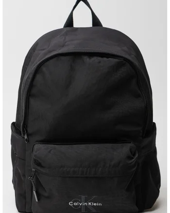 Rucsac din material textil cu buzunare exterioare - Negru