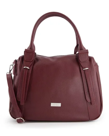 Geanta de umar -  piele naturala - 3 compartimente - bordeaux - 31x37x13cm