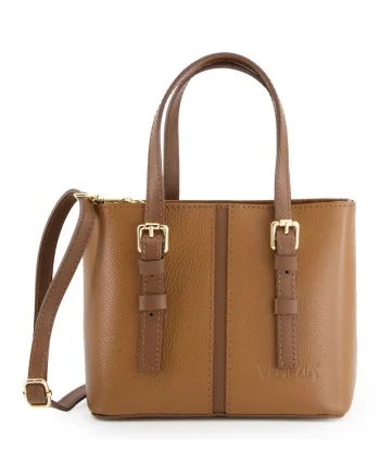 Geanta crossbody dama  din piele naturala maro - dimensiuni 20x17x9cm - curea detasabila max 125cm