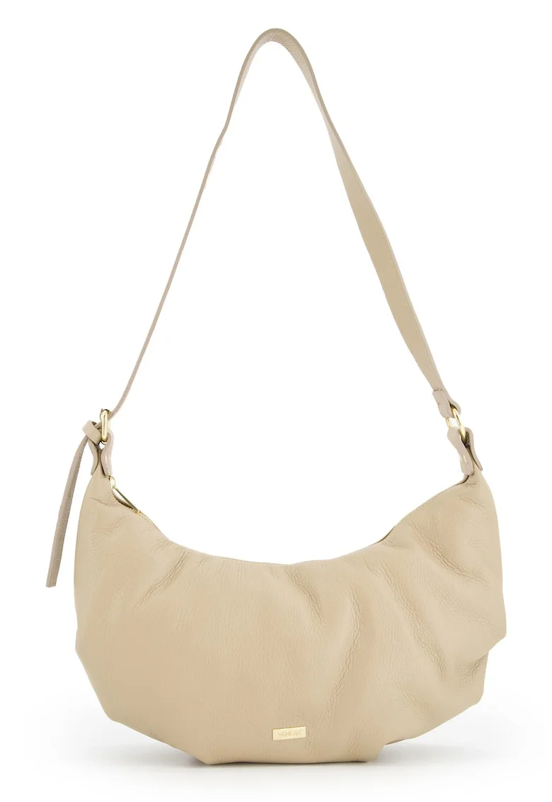 Geanta dama  crossbody - piele naturala - 2 compartimente - bej - 27x40x8cm