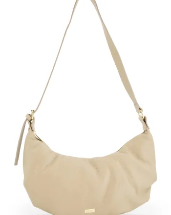 Geanta dama  crossbody - piele naturala - 2 compartimente - bej - 27x40x8cm