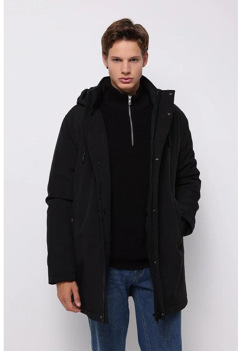 Geaca parka cu gluga - Negru
