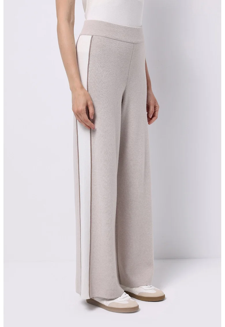 Pantaloni relaxed fit de trening cu talie medie - Alb/Grej