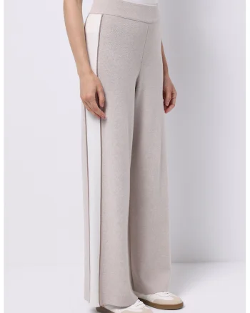 Pantaloni relaxed fit de trening cu talie medie - Alb/Grej