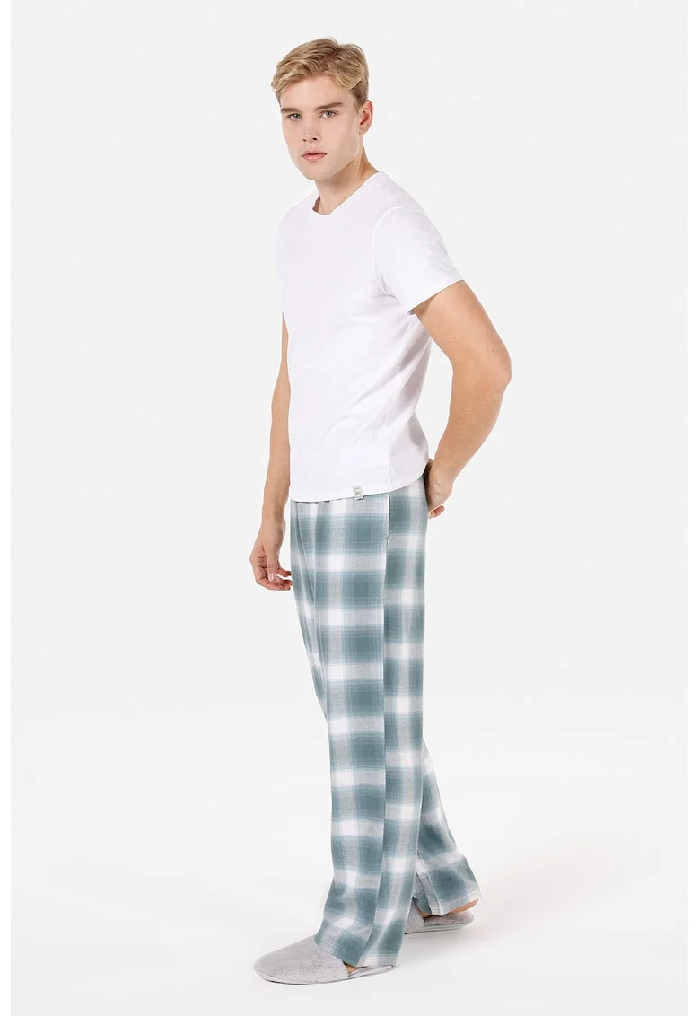 Pantaloni de pijama in carouri - Alb/Gri deschis/Verde persan