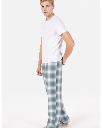 Pantaloni de pijama in carouri - Alb/Gri deschis/Verde persan