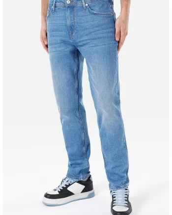 Blugi slim fit cu talie medie - Albastru deschis