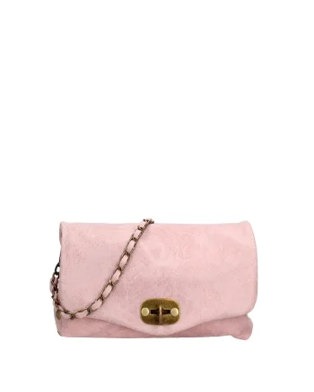 Geanta crossbody de piele cu inchidere metalica Floralla - Roz deschis