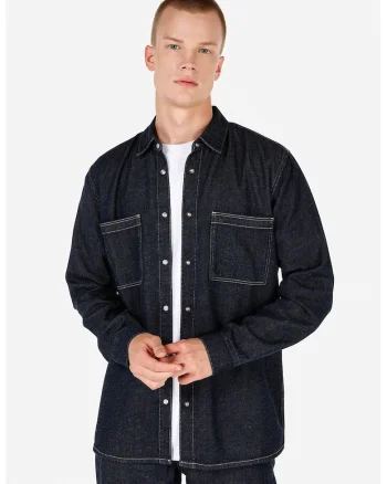 Camasa din denim si amestec de lyocell - Negru stins