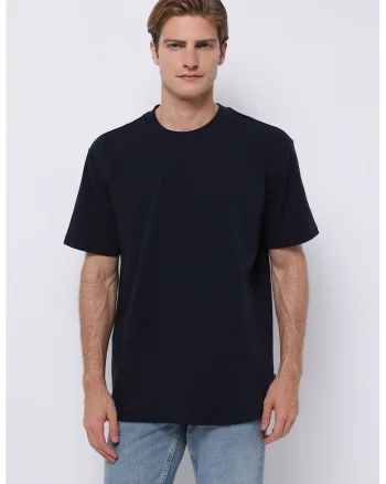 Tricou uni cu croiala lejera - Bleumarin