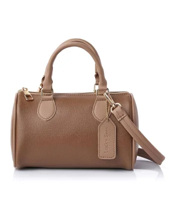 Geanta duffle mica din piele ecologica - Maro camel