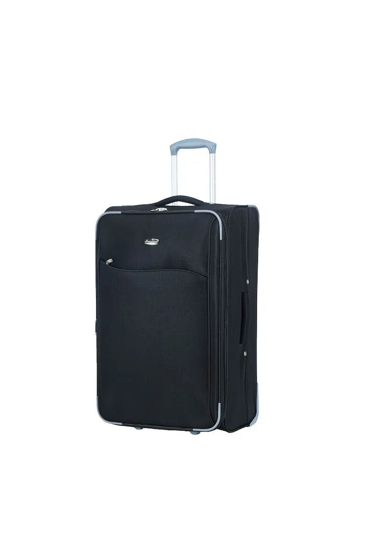 Troler mediu extensibil  SW233 - 62x39.5x22.5 cm - +30% capacitate - bagaj de cala - poliester - 2 roti - negru
