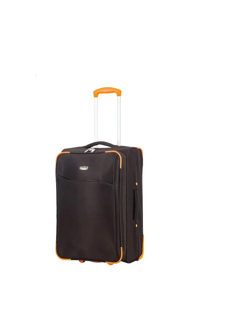 Troler mediu extensibil  SW233 - 62x39.5x22.5 cm - +30% capacitate - bagaj de cala - poliester - 2 roti - maro